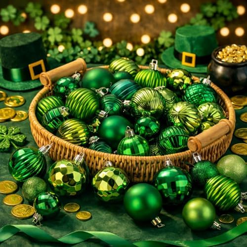 Lunmon 72 Pcs Green Christmas Ball Ornaments Matte Glitter Xmas Bulbs by Lunmon