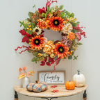 24 Inch Harvest Fall Wreaths for Front Door with Sunflower,Peony,Hydrangeas - Image 6