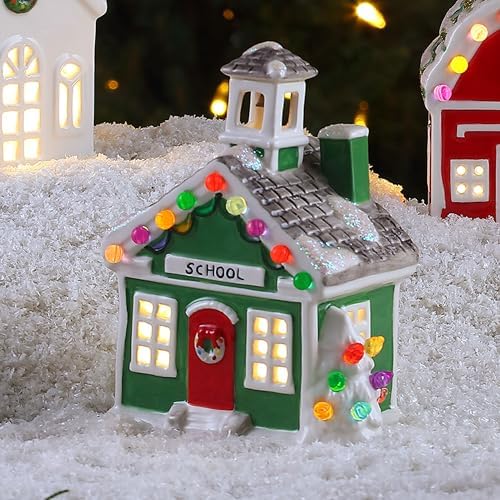 Mr. Christmas Ceramic Village School LED Decoration, 6 Inch - Image 4