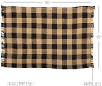 VHC Brands, Burlap Black Check, Cotton, 12x18, Fringed, Placemat, Set of 6, Black, 12 Pack - Image 4