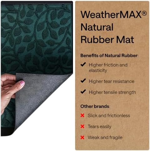GORILLA GRIP WeatherMAX Door Mat, Indoor Outdoor Use, 35x23, Green Leaves - Image 6