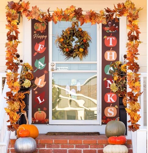 DearHouse 6 Pack Fall Garland Maple Leaf Clearance, 5.9Ft/Piece Hanging Vine Artificial Autumn Garland Thanksgiving Decor for Home Wedding Fireplace Party Christmas (Orange) - Image 3
