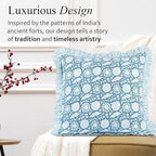CPC Blue Meadow Hand Block Print 100% Cotton Ruffle Throw Pillow Cover 18x18 inch with Hidden Zipper Decorative for Couch, Bed, Sofa, Farmhouse, Cottagecore Decor Gift Christmas Fall Thanksgiving - Image 6