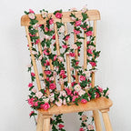 18 Pack 144 FT Artificial Flower Garland Fake Pink Roses Vines Silk Flowers - Image 5