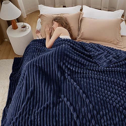 Bedsure Soft King Size Blankets for Bed Navy Blue 108"x90" - Image 5