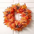 Yunlly 24 Inch Artificial Fall Wreath Autumn Maple Decor Autumn Front Door Wreath with Fake Pumpkin, Maple Leaves, Pine Cones for Outside Indoor Wall Thanksgiving Fall Decor by Yunlly