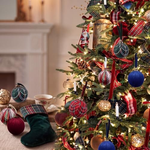 Gemscream 12 Pcs Classic Tartan Assorted Christmas Ornament Balls 3.15 Inch - Image 2