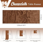16 Pack Brown Table Runner 10FT Cheesecloth Table Runner Boho Gauze Table Runners Long Rustic Sheer Fabric Table Runners for Wedding Party Bridal Shower Farmhouse & Home Decor - Image 2