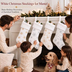 CARAKNOTS White Christmas Stockings 4 Pack, Large Faux Fur Mix Sequin - Image 4