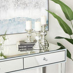 Deco 79 Glass Decorative Candle Holder Turned Style Pillar Candle Stand, Set of 3 Candlestick Holder 10", 8", 6"H, Silver - Image 5