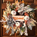 Fall Wreath for Front Door,Autumn Harvest Porch Decor,22inch Blessed Fall Door Wreaths with White Pumpkin,thanksgving Farmhouse Decoration with Ribbon Bow for Indoor Outdoor, Front Door Wreaths by Vofuly