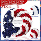 Tingjoo 2 Pcs 4th of July Door Mat and Patriotic Wreath for Front Door - Image 3