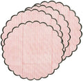 Ridhi Floral Block Print Round Placemats 15" in, Set of 4,Heart Pink Stripe by Ridhi