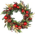 24 inch Christmas Wreath, Christmas Wreath for Front Door, Christmas Door Wreath Decor for Xmas Indoor Outdoor Holiday Decor (Red Ball) by ArtificialFlowerforDecor