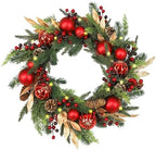 24 inch Christmas Wreath, Christmas Wreath for Front Door, Christmas Door Wreath Decor for Xmas Indoor Outdoor Holiday Decor (Red Ball) by ArtificialFlowerforDecor