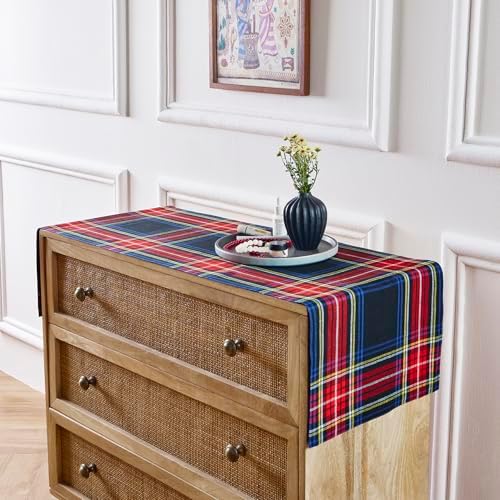 Solino Home 100% Pure Linen Table Runner Black, Stewart Plaid 14 x 48 in - Image 4