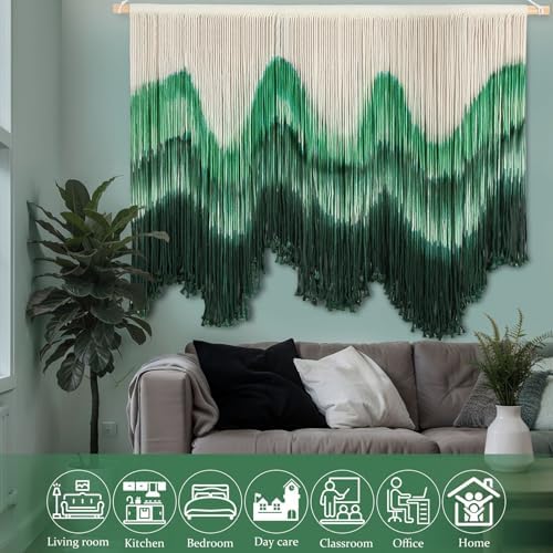 Tiamon Boho Wall Decor - 59''W x 35.4'' L Macrame Wall Hanging Dip-Dye Large Tapestry Art for Home Bathroom Farmhouse Bedroom Living Room Office Natural Modern Rustic Decoration - Image 4