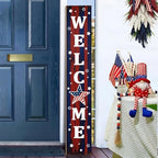 4th of July Patriotic Porch Sign 47.2",USA 250th Anniversary Wooden Welcome Sign, Red Blue Vertical Front Porch Decor for Outdoor Patio, Garden Entryway - Image 3