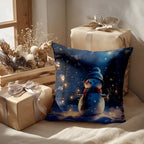 Batmerry Christmas New Year Throw Pillow Covers, Trees Snowmen Snow Fireflies Decorative Pillow Covers Digital Printing Blended for Couch Sofa Bed Invisible Zipper 26X26 in(Set of 2) - Image 2