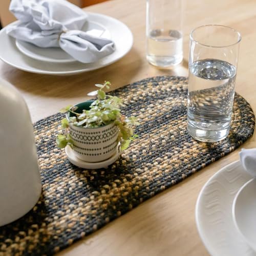 Homespice Kilimanjaro Jute Braided Table Runner, Oval 8x28 Set of 2 by Homespice
