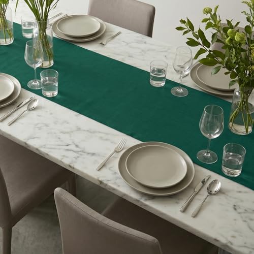 Solino Home 100% Pure Linen Table Runner Rainforest Long, Fete 14 x 108 in - Image 3