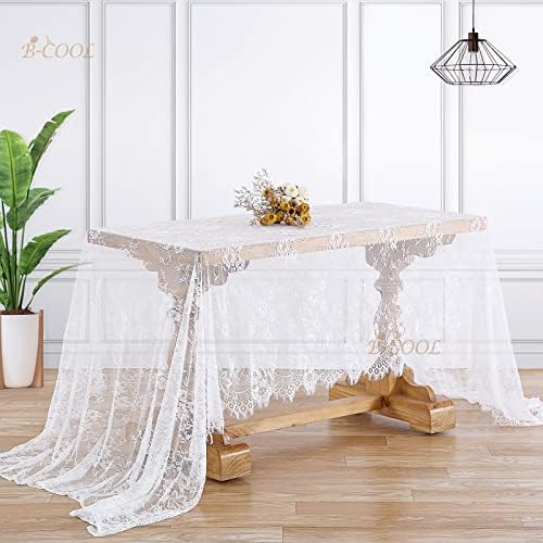 2 Pieces Lace Tablecloth 60 x 120 Inch Wedding Rectangle Overlay for Home - Image 4