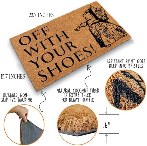 Funny Coir Doormat Off with Your Shoes Front Door Mat Entryway Outdoor Mats with Heavy Duty Front Porch Welcome Mats Entry Natural Coconut Brown Novelty Prank Gift Funny Coir Mat 23.7x15.7 inch - Image 5