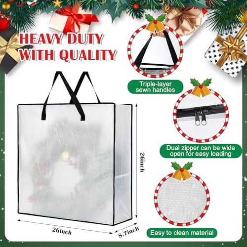 SATINIOR 6 Pcs Christmas Tree Storage Bag Set, Ornament Box, Green, 5 ft - Image 4