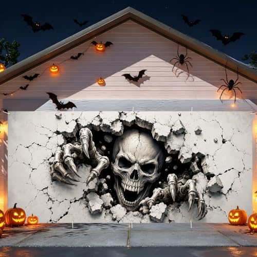 Gothic Horror Skeleton Halloween Garage Door Banner 7x16ft, Creepy Vampire - Image 3