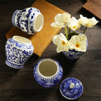 4 Pcs Small Blue and White Vases Chinoiserie Porcelain Vase, Retro - Image 6