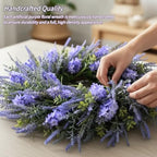 26" Artificial Spring Wreath for Front Door - Large Silk Hydrangea Daisy Rose Mixed Floral Wreath - Farmhouse Porch Wall Decor, Easter Mother's Day Decoration (Multicolor) (Purple, 24in) - Image 6