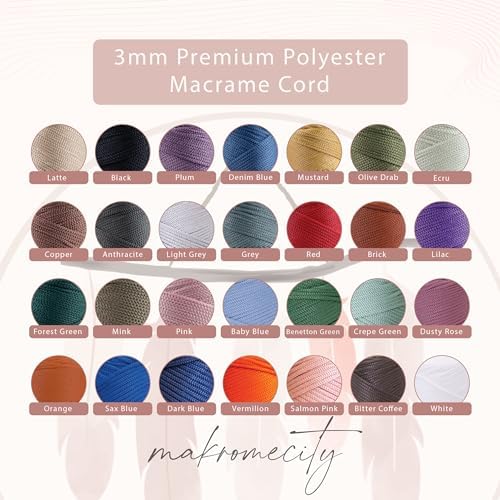 Makromecity 2 Skeins Polyester Macrame Cord 3mm x 131 Yards (394 Feet) Polypropylene Ecru Cord for Crochet, Crafts, Wall Hangings, Bags, Underplate, Rug - Image 3