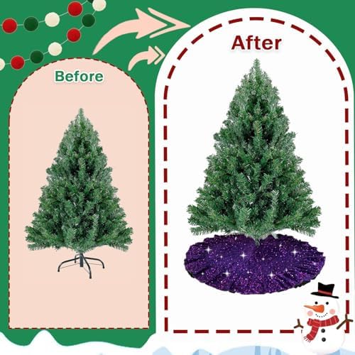 Purple Christmas Tree Skirt Ruffle 45 in Tree Skirt for Halloween - Image 5