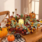 Waipfaru Fall Decor, 22 Inch Fall Wreaths for Front Door, Autumn Door Wreath with Lambs Ears Leave Eucalyptus Leaves Pumpkin Thanksgiving Harvest Halloween Farmhouse Home Porch Indoor Decor(2 PCS) - Image 5