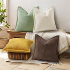 decorUhome Fall Corduroy Dark Brown Throw Pillow Covers 22x22 Set of 2 - Image 7