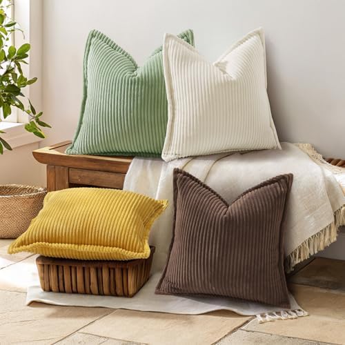 decorUhome Fall Corduroy Dark Brown Throw Pillow Covers 22x22 Set of 2 - Image 7
