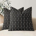 Foindtower Decorative Striped Boucle Throw Pillow Covers 20x20 Inch Black by Foindtower