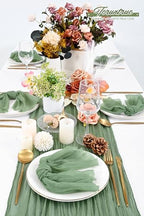 100 Pieces Cloth Napkins Sage Green Dinner Cheesecloth Napkins for Wedding,Wrinkled Cloth Napkins Bulk for Home Party Rustic Table Decoration, 17 x 17 Inch - Image 5