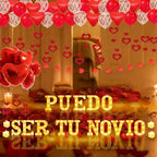 Puedo Ser Tu Novio Light Up Letters Proposal Decorations, 15Pcs 6.3" Letter Signs, 24Pcs Flameless Candles 2000Pcs Red Artificial Rose Petals 40Pcs Latex Balloons 10Pcs Heart Balloon Valentine's Day - Image 7