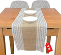 Decorative Table Runner (Pack of 6) – 12”x 108” – Natural on Stripe Rustic Farmhouse Table Runner with Finished Edge – Burlap Runner for Home Decor, Weddings and Christmas by Fibeusion