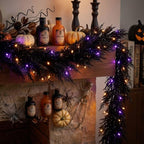 Valery Madelyn 9ft Artificial Norfolk Pine Halloween Garland for Mantle - Image 5