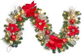 Garvee 6 Feet Christmas Garland with Lights & Red Poinsettias for Mantle by Garvee
