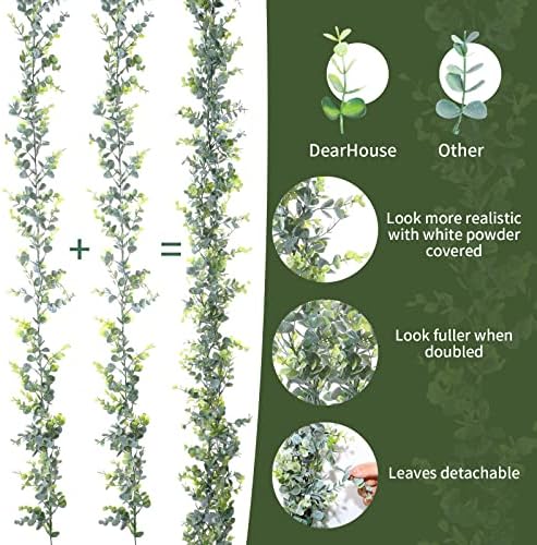 20 Pcs 5.9ft Artificial Eucalyptus Garland Greenery Eucalyptus Leaves Vines Faux Silk Silver Dollar Eucalyptus Vines Plants for Wedding Party Tables Centerpieces Backdrop Arch Wall (Stylish Style) - Image 2