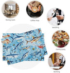Blue Fish Placemats Set of 6 Fishing Table Mats Ocean Place Mats Decor Imitation Linen Heat Resistant Tablecloth for Dining Decorations Kitchen Party Restaurants 12''x18'' - Image 7