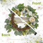 Wreaths for Front Door Decor Artificial Flower, 20" Peony Floral - Image 2