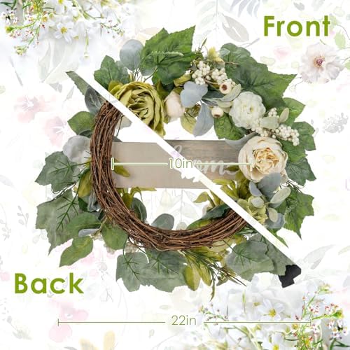 Wreaths for Front Door Decor Artificial Flower, 20" Peony Floral - Image 2