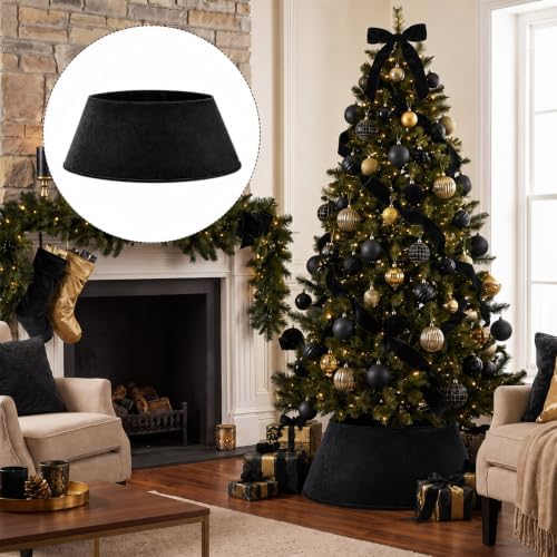 Skylety Black Velvet Christmas Tree Collar 24‘’ Tree Base Cover - Image 6
