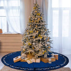 HyDren 72 Inch Velvet Christmas Blue Tree Skirt (Classical Style) by HyDren