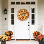 28" Large Artificial Maple Leaves Fall Wreath for Front Door(Orange-Yellow) - Image 4