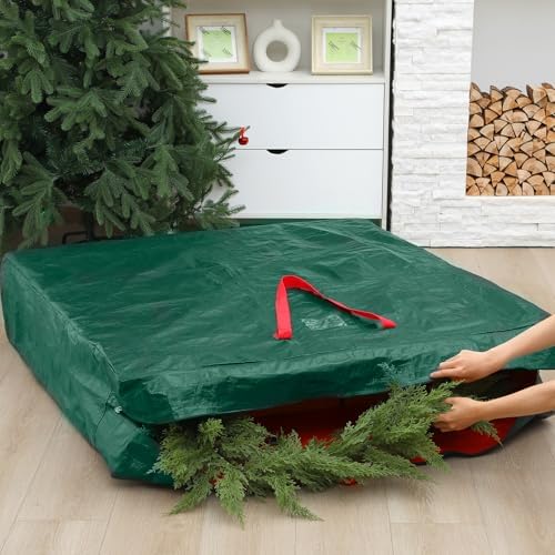 2 Pcs 48 Inch Christmas Wreath Storage Bags with Handle, Green - Image 3